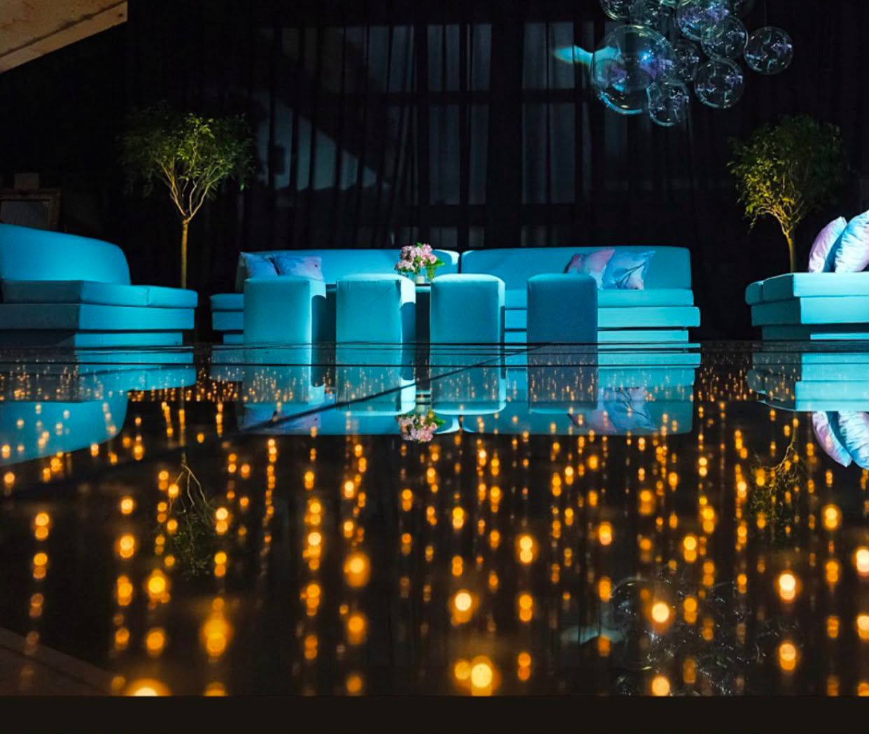 Lounge de evento com pista de LED Moove Box